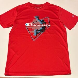 Champion Red Tee with Dynamic Graphic